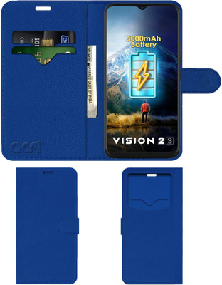 ACM Flip Cover for Itel Vision2s(Blue, Cases with Holder, Pack of: 1)