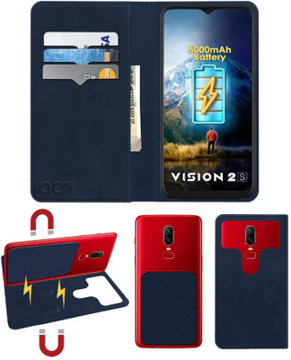 ACM Flip Cover for Itel Vision2s(Blue, Cases with Holder, Pack of: 1)