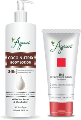 Aysun Body Lotion & 3 in 1 Face Wash Combo Pack of 2(2 Items in the set)
