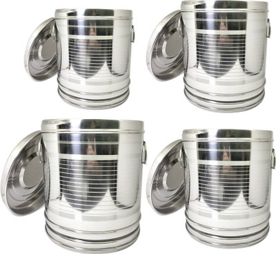 SBH Steel Tea Coffee & Sugar Container  - 10 L, 15 L, 25 L, 30 ml(Pack of 4, Silver)