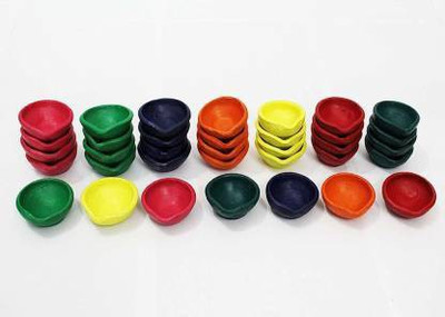 BS NATURAL Pottery (Pack of 20) Table Diya Set(Height: 2 inch)