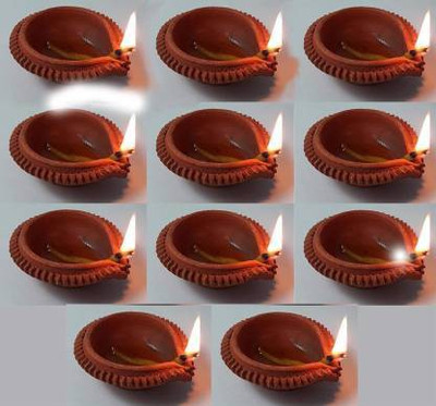 BS NATURAL Decorative Diwali Diyas | Mitti Diya | Mitti Ke Deepak | Mitt Ka Diya | Terracotta Diya | Designer Clay Diya | Diyas for Pooja (Set of 2) - Made in India Pottery (Pack of 24) Table Diya Set(Height: 2 inch)
