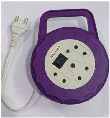 Om Traders Baleno 4.5 Meter Multipurpose Flex Box Extension Cord 3 Pin Socket With Button And LED Indicator Socket Extension Board, Colour May Vary 3 Socket Extension Boards (Purple) BALANO BLUE Three Pin Plug(Purple)