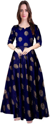 Kuber taxtile 1 Flared/A-line Gown(Blue)