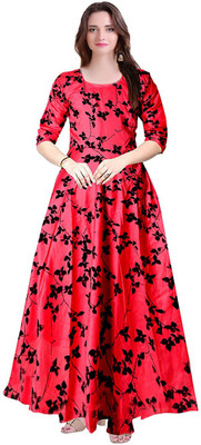 Kuber taxtile 1 Flared/A-line Gown(Red)