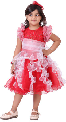 Reem Jheem Girls Midi/Knee Length Festive/Wedding Dress(Multicolor, Sleeveless)