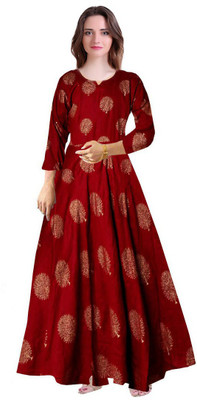 Kuber Fashion Flared/A-line Gown(Maroon)