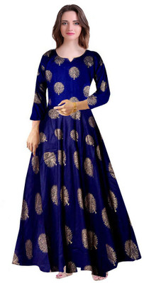 Kuber taxtile 1 Flared/A-line Gown(Blue)