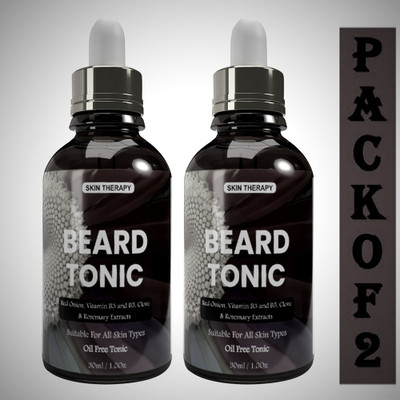 Manarya Sun's Heart Oil Free Beard Tonic With Red Onion & Clove Extracts Pack of 2, 30ml Each Hair Oil(60 ml)