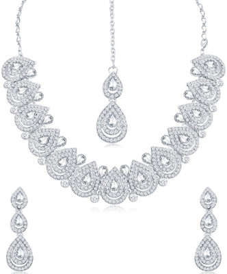Sukkhi Alloy Rhodium Silver Jewellery Set(Pack of 1)