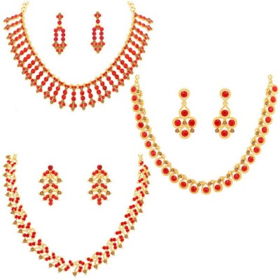 Sukkhi Alloy Gold-plated Red, Gold Jewellery Set(Pack of 1)