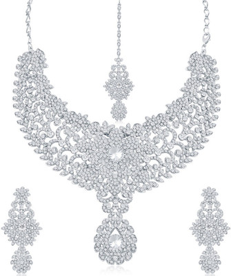 Sukkhi Alloy Rhodium Silver Jewellery Set(Pack of 1)