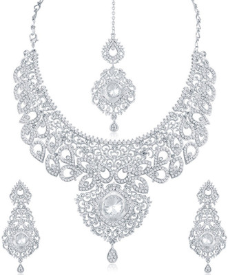 Sukkhi Alloy Rhodium Silver Jewellery Set(Pack of 1)