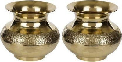 SBBCO 2 PCS of Brass Lota Kalash Brass Kalash(Gold)