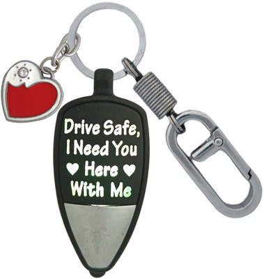 SHOKY LOOKS Beautiful Color Design ‘Drive safe I need you here with me’ written with multicolor light along with with love heart mustache also with Best Quality Hanging Lock Key Chain