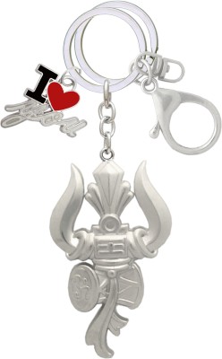 MGP FASHION High Quality Lord Shiv Shankar Trishul Damru Om Double Side Silver Decorative Bhagwan Shiv Shankar Silver Hook Stylish I love You Pendant Bhole Nath God Shiva Full Silver Metal Metal Car Bike For Men Women Girl Boy Office Party Gift Key Ring Carabiner Chabi Challa Key Chain