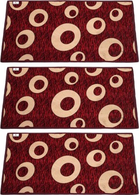 KUBER INDUSTRIES Velvet Door Mat(Maroon, Free, Pack of 3)