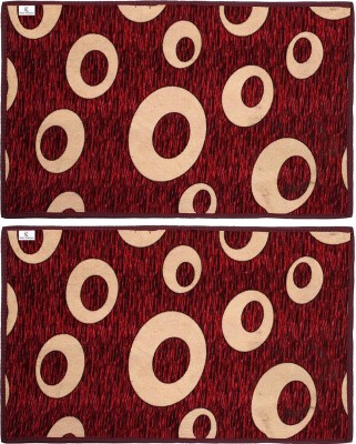 KUBER INDUSTRIES Velvet Door Mat(Maroon, Free, Pack of 2)