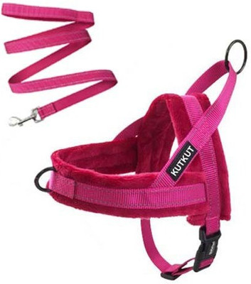 PETANGEL Soft Flannel Padded Dog Vest Harness & Leash|Escape Proof/Quick Fit Reflective Strap Personalized Harness & Leash with Pet Name & Phone Number For Large Dogs(Size:XL,AdjustableChest:76-95cm) Dog & Cat Harness & Leash(Extra Large, Pink)