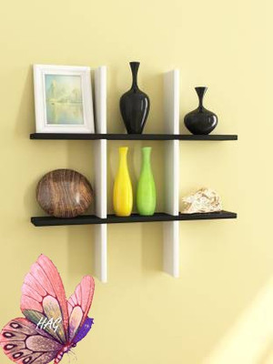 HabibaArtGallery Plus Shape Wall Shelf / Hashtag Floating Wall mount / Made in Medium Dencity Fiber Wood / Rack Shelf / Floating Shelf MDF (Medium Density Fiber) Wall Shelf(Number of Shelves - 6, White, Black)