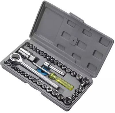 PAPU All-in-One Metal 40 Piece Hand Tool Kit Socket Set (Pack of 40) Ratchet Screwdriver Set(Pack of 1)