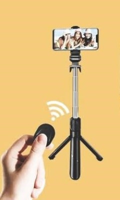 samipna Bluetooth Selfie Stick(Black, Remote Included)