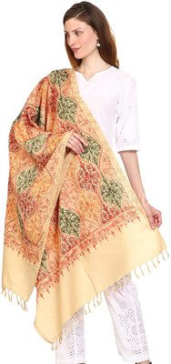 Kashmiri queen Viscose Embroidered Women Shawl(Brown)