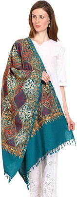 PASHTUSHS Viscose Embroidered Women Shawl(Green)