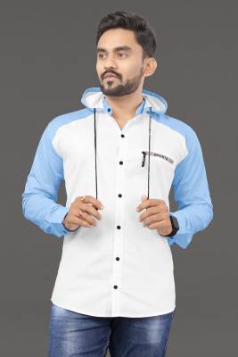 ravendra creation Men Self Design Casual White Shirt