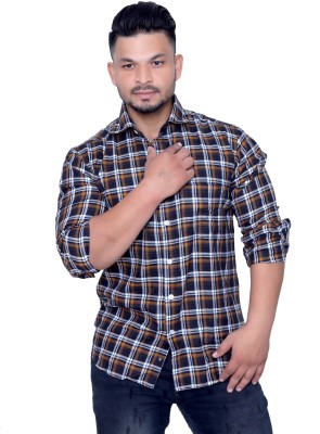 AISH N RIDH Men Checkered Casual Black Shirt