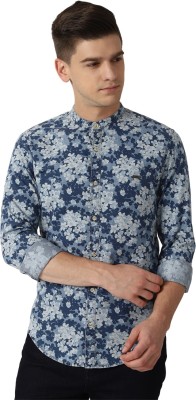 PETER ENGLAND Men Floral Print Casual Blue Shirt