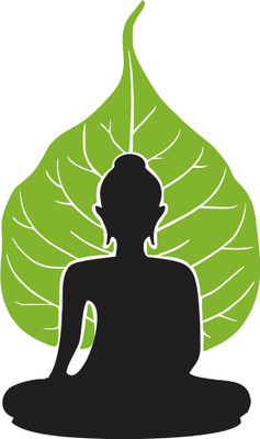 Divine studio 50 cm Buddha With Leaf Wall Sticker Standard Size -50cmx83cm Color - Multicolor Self Adhesive Sticker(Pack of 1)