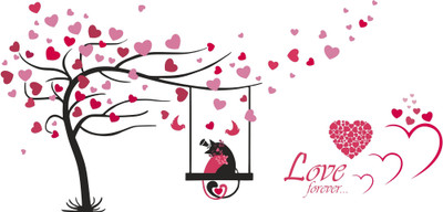 Divine studio 64 cm Red Flowers Lamp Lantern Hanging Wall Sticker Standard Size -64cmx55cm Color - Multicolor Self Adhesive Sticker(Pack of 1)