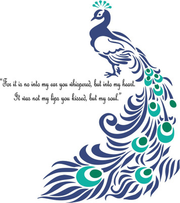 Divine studio 58 cm Peacock Quote Wall Sticker Standard Size -58cmx92cm Color - Multicolor Self Adhesive Sticker(Pack of 1)