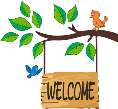 wildartcreation 122 cm Welcome Birds Hanging Branch Color - Multicolor Self Adhesive Sticker(Pack of 1)