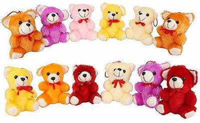 4AJ BAZAAR Mini Teddy Bear Soft Toy Set of 12 (Multi-Color)  - 25 cm(Multicolor)