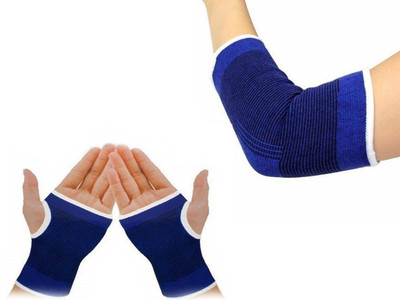 Adhvik Combo Of Unisex Elastic Protector Elbow Support Sleeves for Pain Relief With Ankle Support