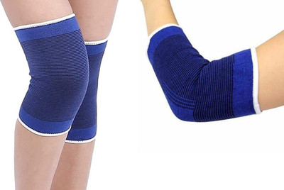 Stylewell Combo Of Unisex Elastic Protector Knee Support Sleeves for Pain Relief With Arm Support