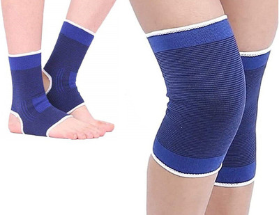 Stylewell Combo Of Unisex Elastic Protector Knee Support Sleeves for Pain Relief With Ankle Support