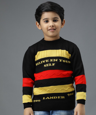 Fit N Fame Woven Round Neck Casual Boys Multicolor Sweater