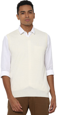 Allen Solly Solid V Neck Casual Men Beige Sweater