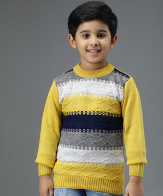 ANIXA Colorblock Round Neck Casual Boys & Girls Multicolor Sweater