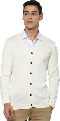 Allen Solly Solid V Neck Casual Men White Sweater