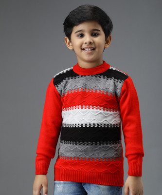 ANIXA Colorblock Round Neck Casual Boys & Girls Multicolor Sweater