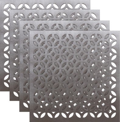 KUBER INDUSTRIES Square Pack of 4 Table Placemat(Silver, Leather)