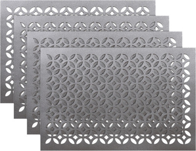 KUBER INDUSTRIES Rectangular Pack of 4 Table Placemat(Silver, Leather)