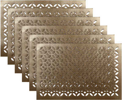 KUBER INDUSTRIES Rectangular Pack of 6 Table Placemat(Gold, Leather)