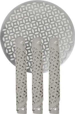 KUBER INDUSTRIES Round Pack of 4 Table Placemat(Silver, Leather)