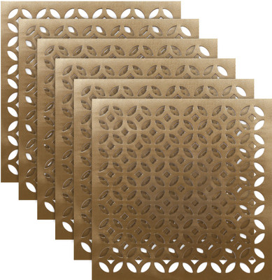 KUBER INDUSTRIES Square Pack of 6 Table Placemat(Gold, Leather)