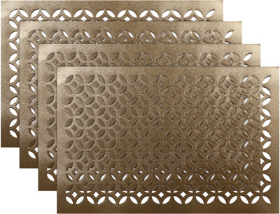 KUBER INDUSTRIES Rectangular Pack of 4 Table Placemat(Gold, Leather)